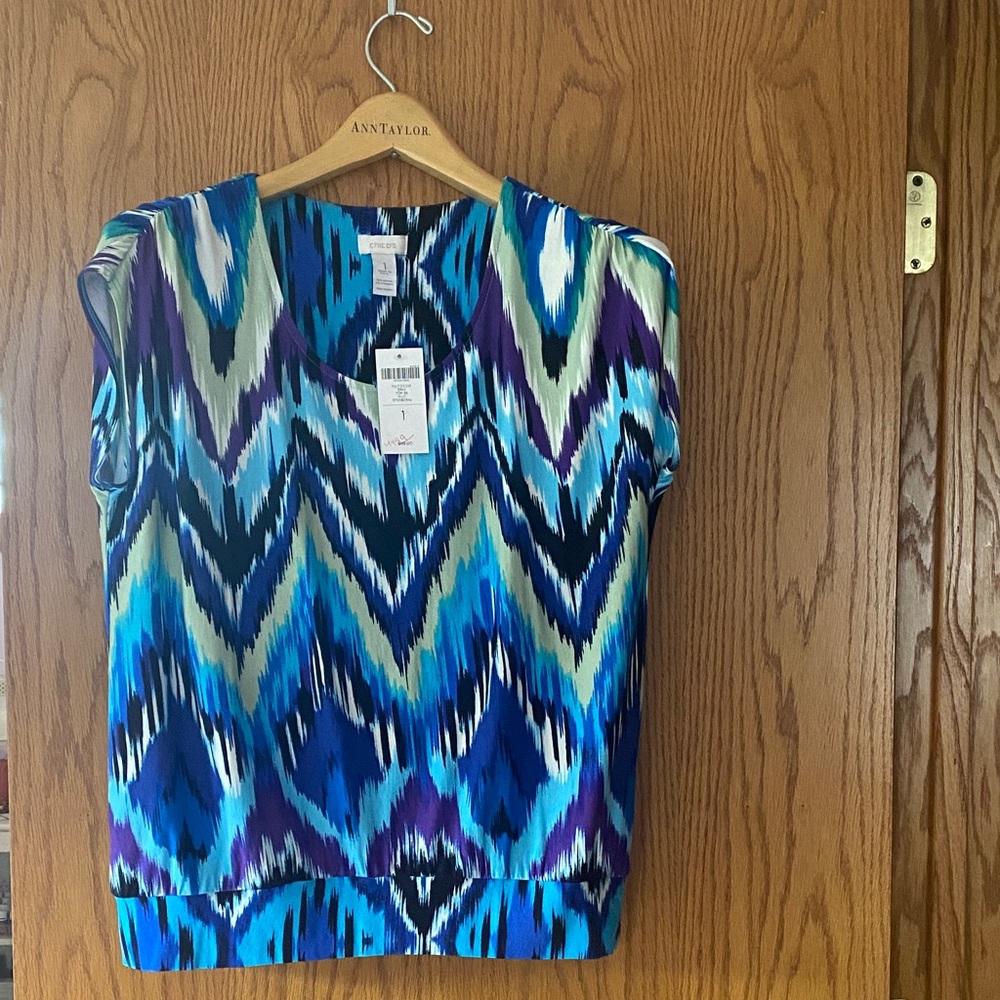 Chico’s Blue and Purple Chevron Blouse